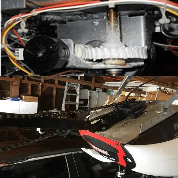 Garage door opener repair technician working on a home in Hayward CA