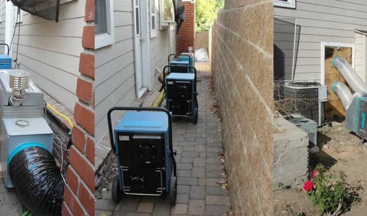 Crawl space cleanup and drying equipment used in San Fernando Valley homes