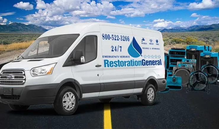 24/7 emergency response van stocked with water damage restoration equipment