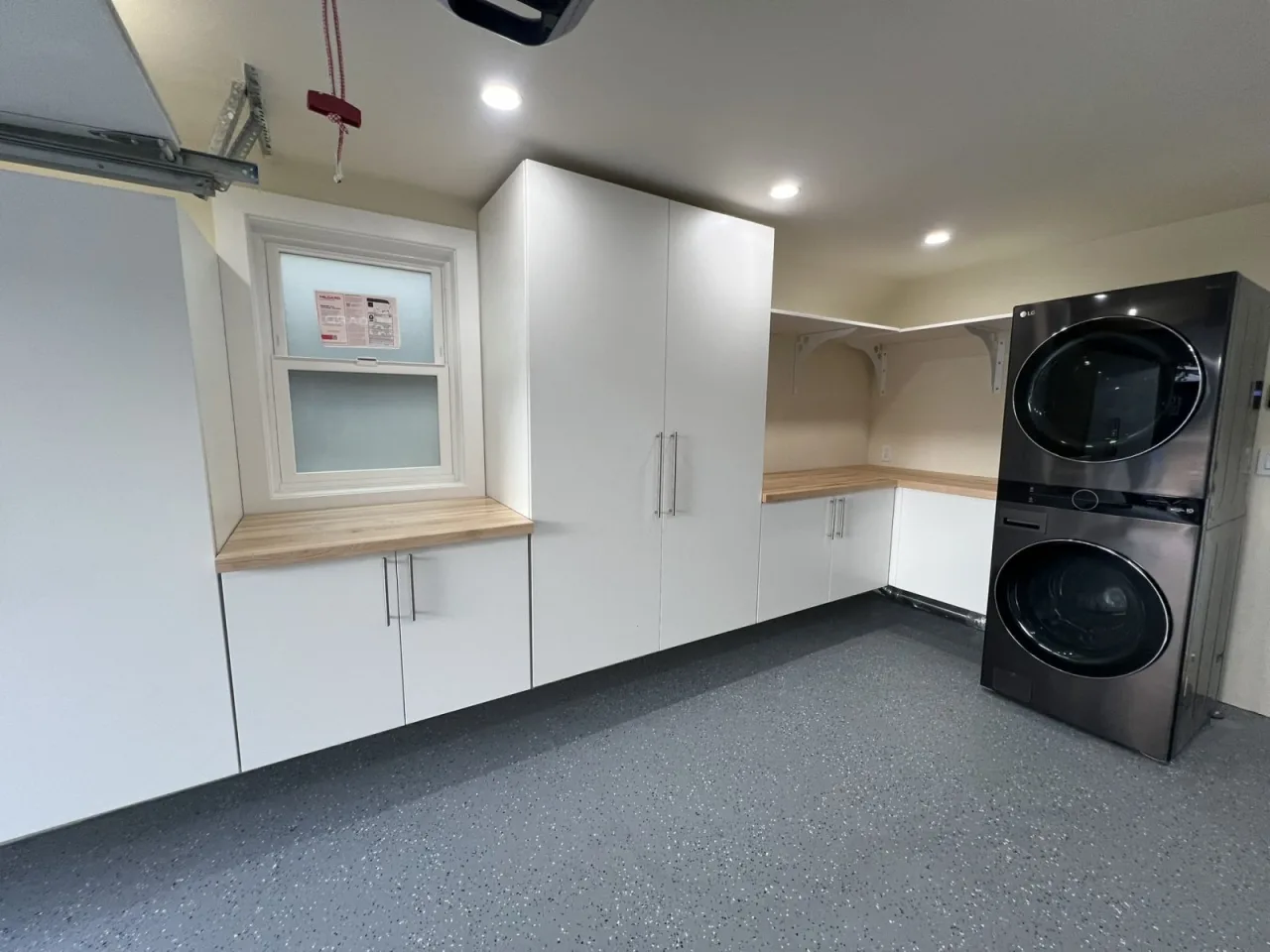 Custom laundry room and mudroom cabinetry built by Bay Garage in Concord CA