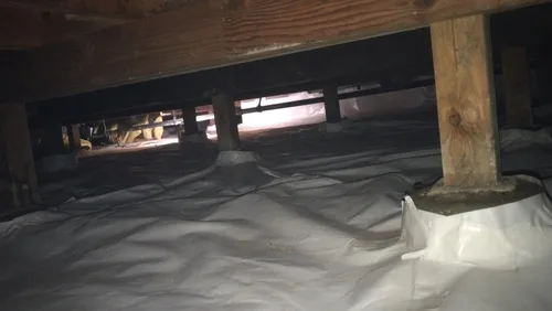 Vapor barrier around the crawl space piers