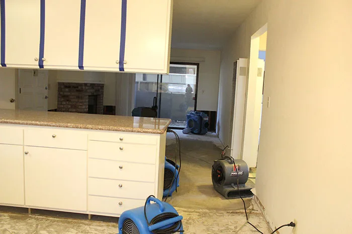 Air movers in the kitchen and hallway, Oakland